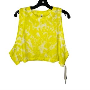 🔥 NWT Lululemon All Your Cropped Cotton Tank Top Tie Dye Highlight Yellow Sz 12